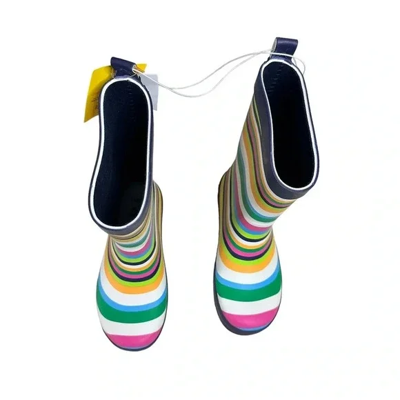 NWT Sun Squad Striped Rain Boots Size Large 9/10 - Picture 2 of 9